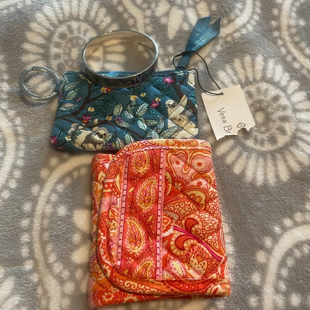 Vera Bradley bundle- 3 items, Heather bracelet, sloth coin purse and a wallet
